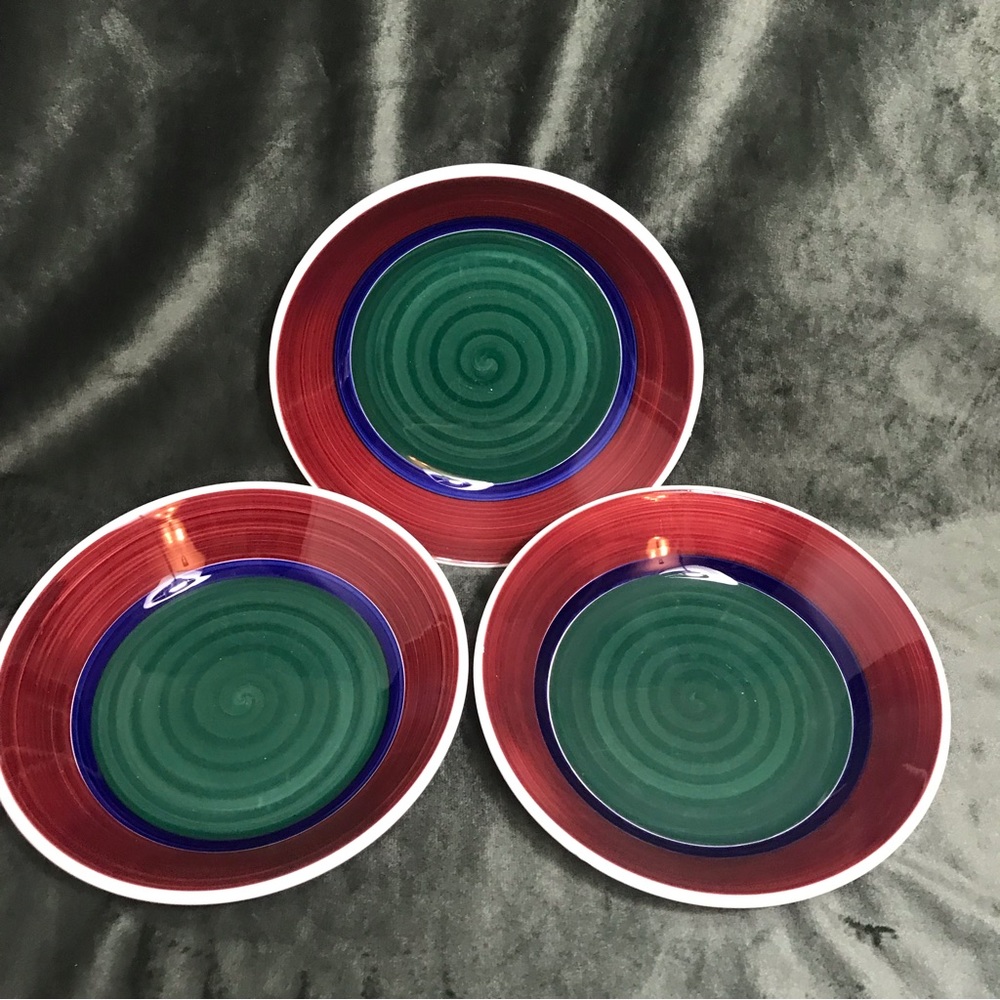 Pottery Barn Soup  Bowls 8” Green And Bardo Rim